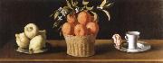 Francisco de Zurbaran still life with lemons,oranges and a rose USA oil painting artist